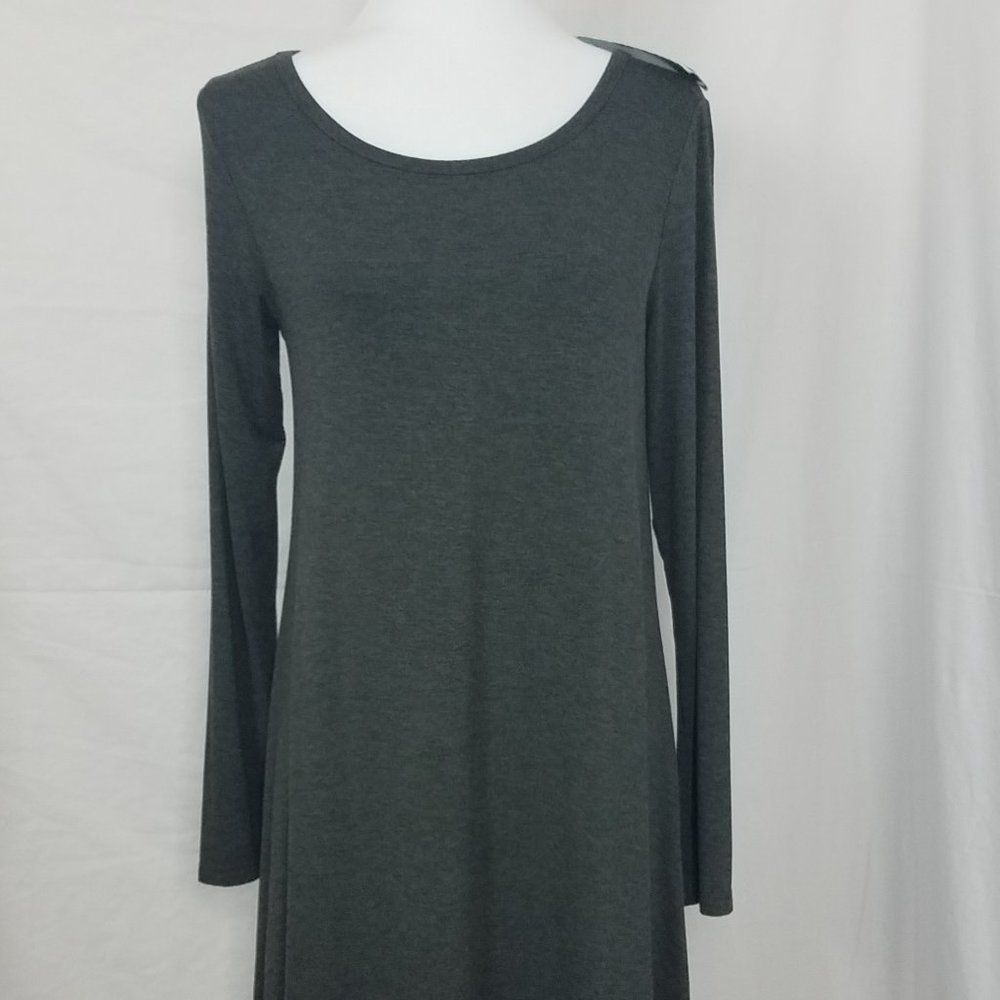 NWT! POPYOUNG Long Sleeve Gray T-Shirt Dress